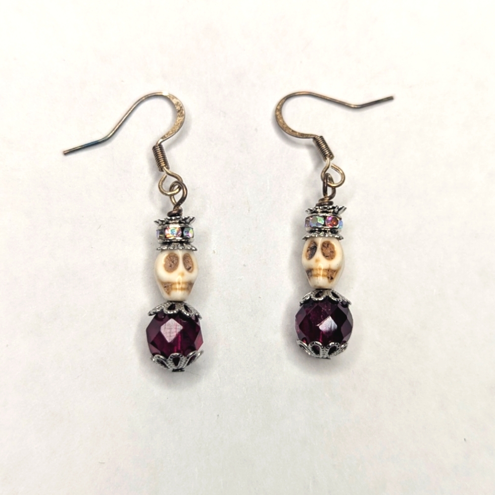Blood Red Skull Earrings